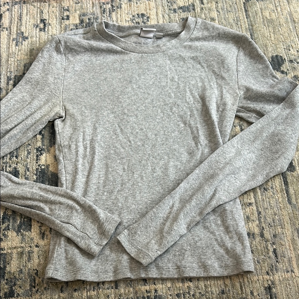 Aritzia Gray Fitted Long Sleeve Sweatshirt